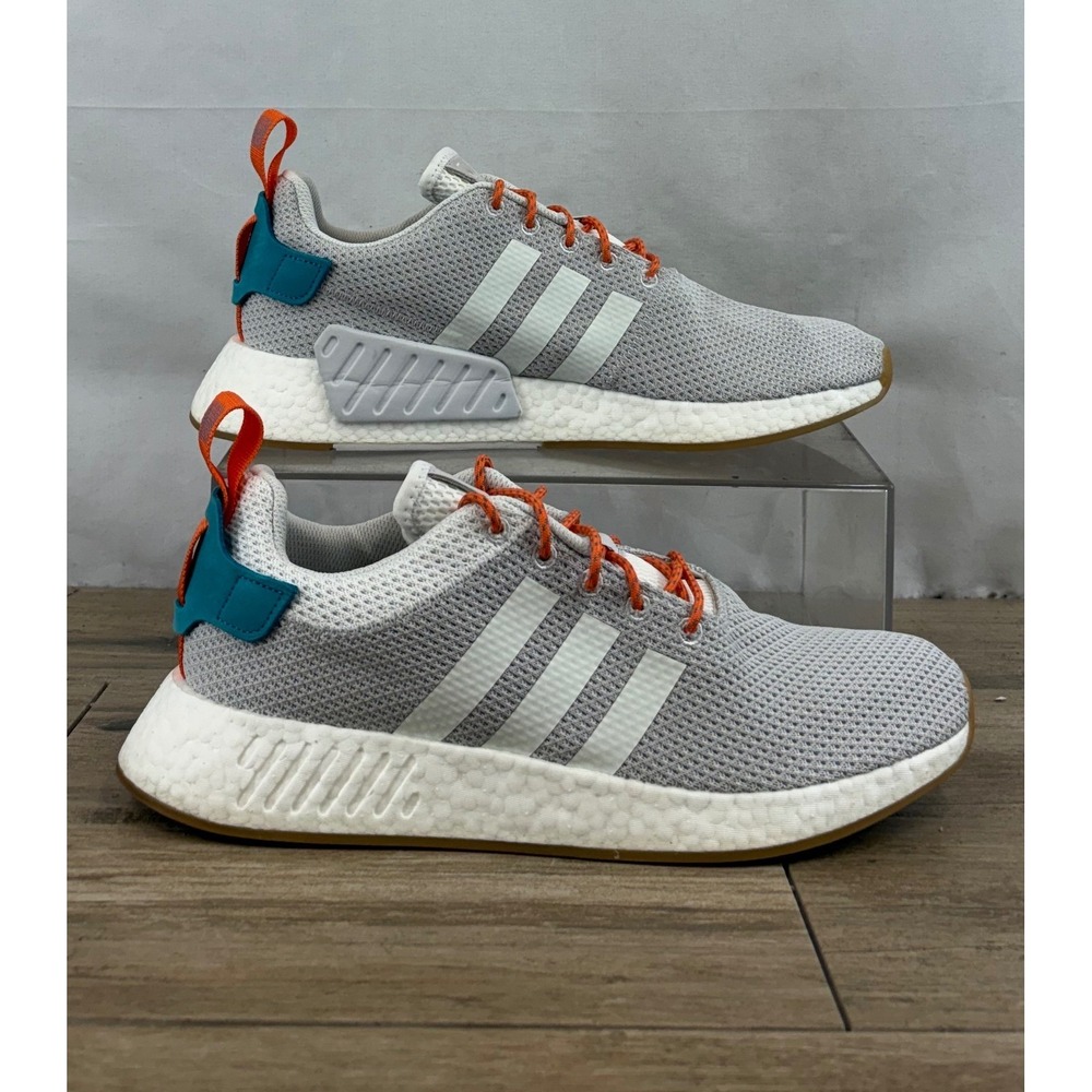 Adidas NMD R2 Boost Running Shoes Men Gray Orange Teal Size 12 12 47 305 290